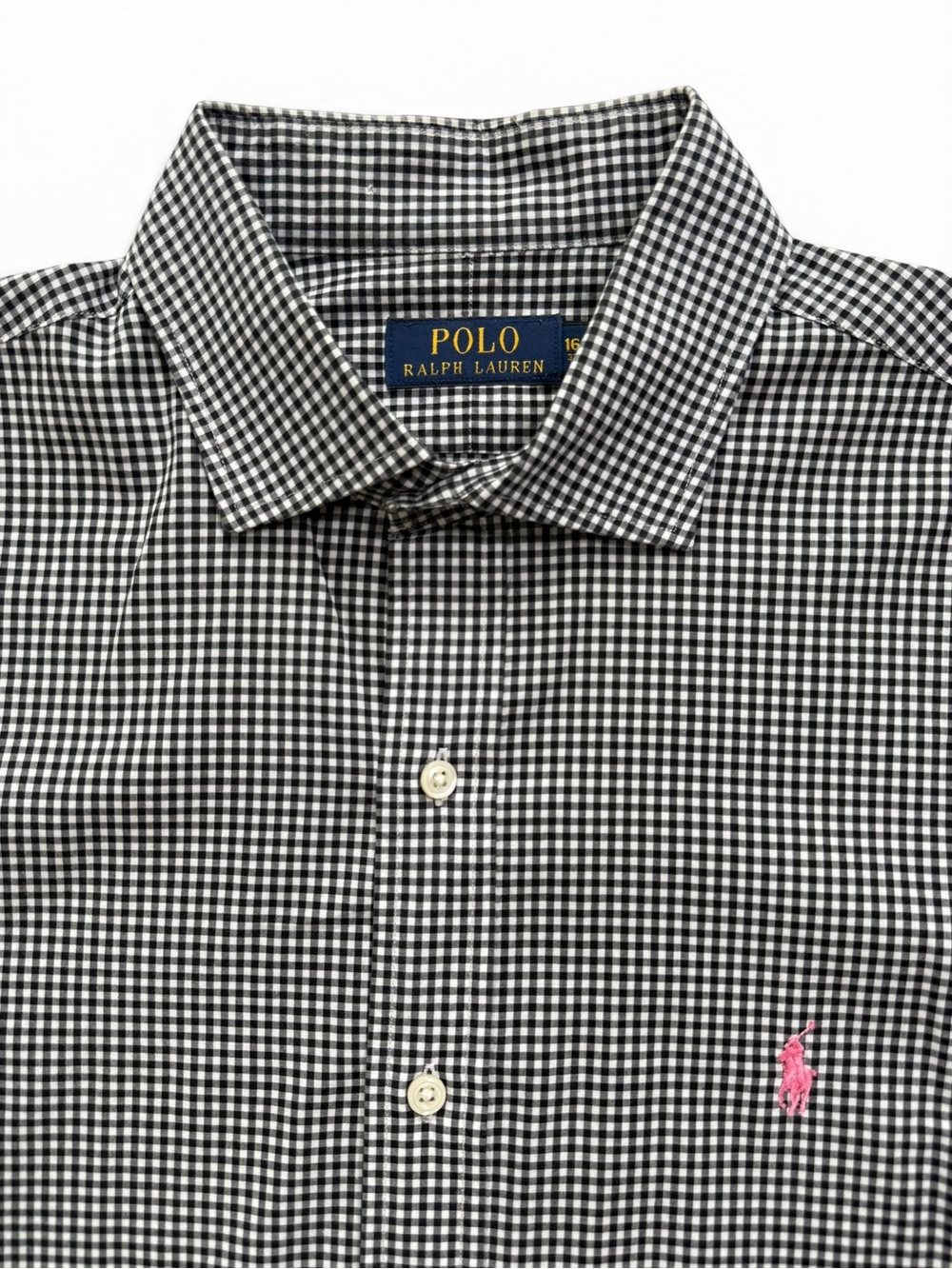Polo by Ralph Lauren Black & White Gingham Button-Down Men’s Large 16.5 32/33 - Picture 6 of 9